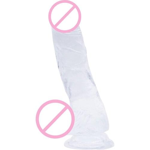 DOMI 18*3.5cm Long Female Masturbation Penis Soft Jelly Dildo Silicone Textured Artificial Realistic Dildo Suction For Women