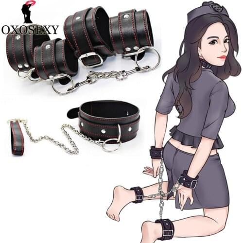 Leather Adjustable bdsm bondage Hogtie Hand Ankle Cuffs Fetish bdsm Restraints Shackles Sex Toy lingerie bdsm toys Handcuffs 503