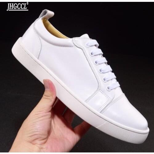 MStacchi Fashion Genuine Leather Men Casual Shoes Low Top Lace-Up Rivets Solid Male Footwear Outdoor Wedding Cool Sneakers A25