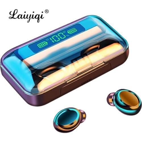 Laiyiqi TWS Bluetooth Earbuds Wireless In-Ear Headphones Stereo Headset Waterproof Earphones 1200mAH Large Capacity Portable mp3