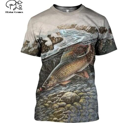 PLstar Cosmos Animal Bass Carp Fishing NewFashion Fisher 3DPrint Summer Mans Top T-shirts Short sleeves Unisex Streetwear A-4