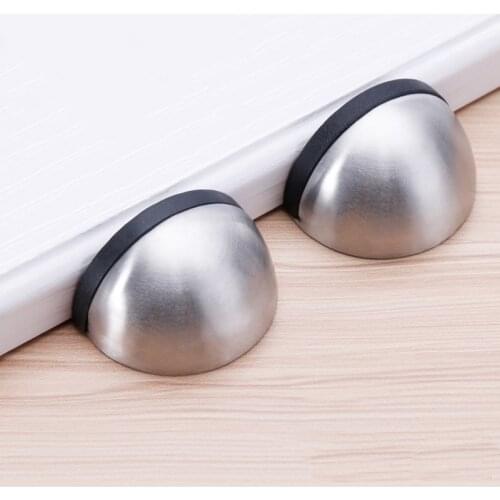 Stainless Steel Rubber Magnetic Door Stopper Non Punching Sticker Hidden Door Holders Floor Mounted Nail-free Door Stops