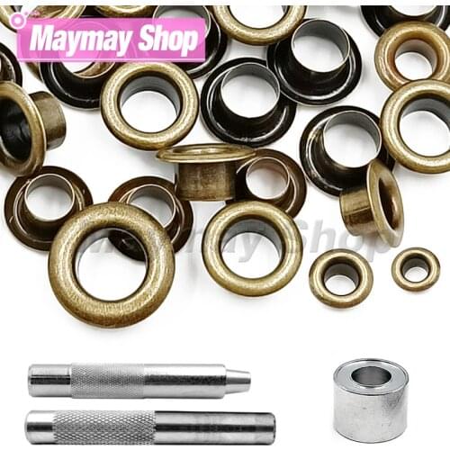 50set Copper Colors Metal Eyelet Grommets With Eyelet Punch Die Tool Set For Clothing DIY Leathercraft Accessories Shoes Belt