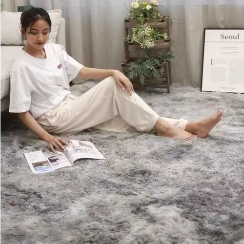 Nordic Fashion Carpet Tie-dying Rectangle Large Area Fluffy Thicken Non-slip Washable Living Room Bedside Decoration Quality Mat