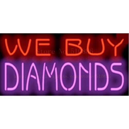 We Buy Diamond NEON SIGN REAL GLASS BEER BAR PUB LIGHT SIGNS display Pawn Shop Restaurant Transaction Advertising Light 17*14"