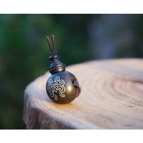 Natural Black Sandalwood Ebony Guru Bead Silver Inlay Charms Mala Beads Japa Bracelet Jewellry Findings DIY Accessories