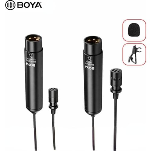 BOYA BY-M4C &M4OD Phantom Power Clip-On Cardioid XLR Lavalier Miniphone Mic With Cannon Plug For Sony Panasonic Camcorder ZOOM