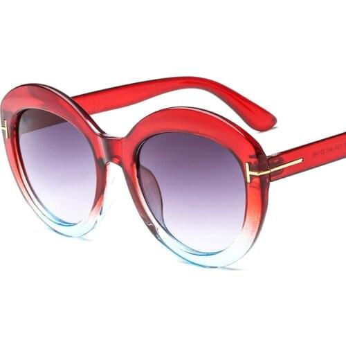 New Fashion Round Sunglasses Women 2018 Brand Gradient Color Frames With T Unique Female Male Eyewear Oculos de sol UV400