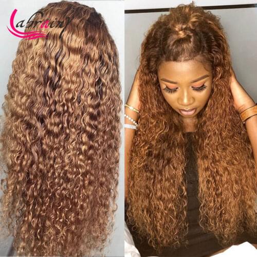 13x6 HD Transparent Lace Frontal Human Hair Wigs Orange Colored Highlight Honey Blonde Kinky Curly Lace Front Full Deep Wave
