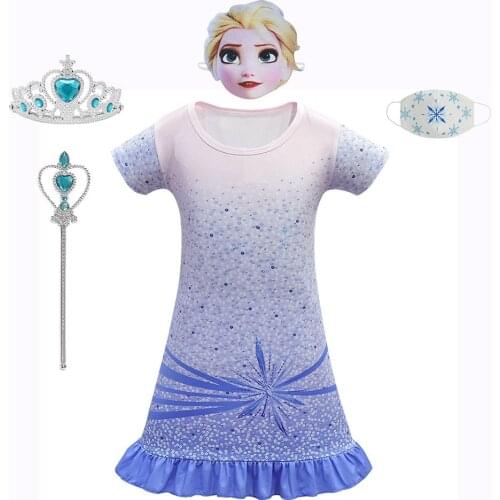 Disney Elsa Dress for Girls Summer Frocks Halloween Costume Cosplay Birthday Party Gown Kids Clothing Snow Queen Frozen Costume