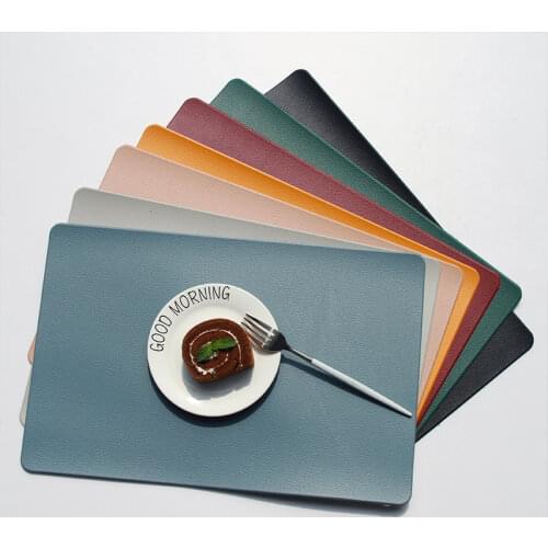 Coaster PU Leather Placemat for Dining Table Heat Insulation Mat Waterproof Rectangle Table Pad Bowl Placemat Kitchen Accessorie