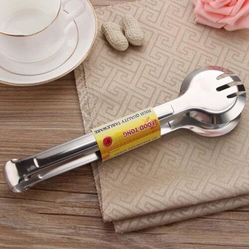 24cm/28.8cm Portable Stainless Steel Food Tongs Heat Resistant BBQ Barbecue Clip Salad Bread Clamp Kitchen Cooking Utensils