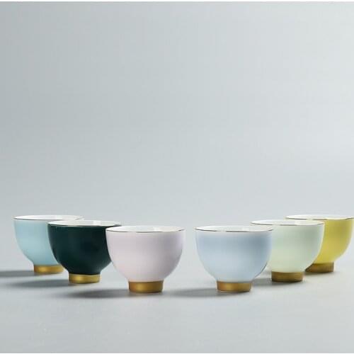 Rainbow of ceramic cups single tall foot cup with phnom penh sample tea cup kung fu tea set