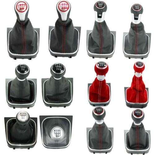 5 / 6 Speed Car Gear Stick Level Shift Knob With Leather Boot For VW Jetta 5 A5 MK5 GLI 2006 2007 2008 2009 2010 2011