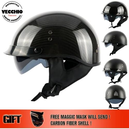 VECCHIO Carbon fiber or fiberglass vintage half motorcycle helmet Capacete Casco Jet retro helmets 888 size M-2XL