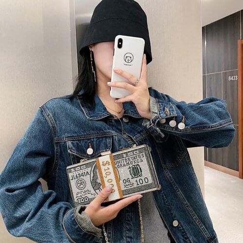 Wedding Dinner Purses and Handbags New Crystal Money Usd Bags Dollar Design Luxury Diamond Evening Bags Party Purse Clutch Bags