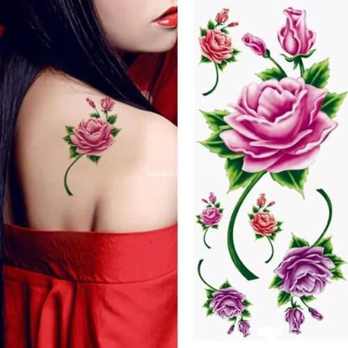 Woman Waterproof Temporary Tattoos Temporary Tattoo on the Body Fake Tattoo Sticker Sexy Flower Rose