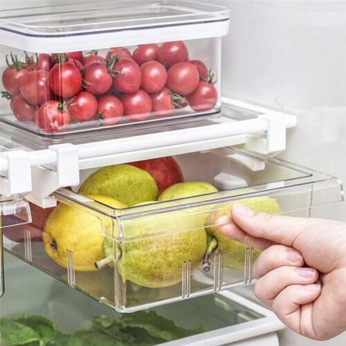 1/4/8 Compartment PET Refrigerator Drawer Organizer Bin Kitchen Transparent Fridge Storage Bin Containers for Pantry Freezer