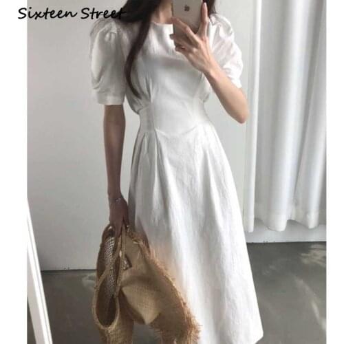 Dresses for Women Summer Korean Fashion Clothing Chic Vestido De Mujer Lace Puff Sleeve Y2k Aesthetic Harajuku Elegant New 2021