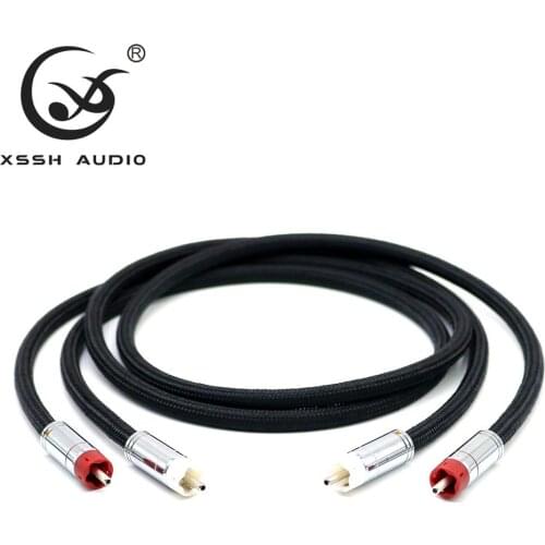 1 pair RCA to RCA XSSH Audio FA-220 PVC case 2 core Pure Copper OFC PCOCC Double RCA Audio Signal Cable Cables Wire Line Cord