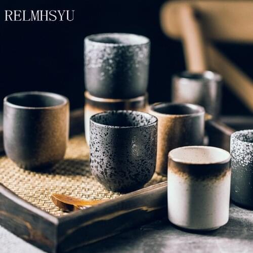 1PC RELMHSYU Japanese Style Ceramic Retro Tea Cup Hand Water Sushi Tea Wine Coffee Cup Home Restaurant Drinkware
