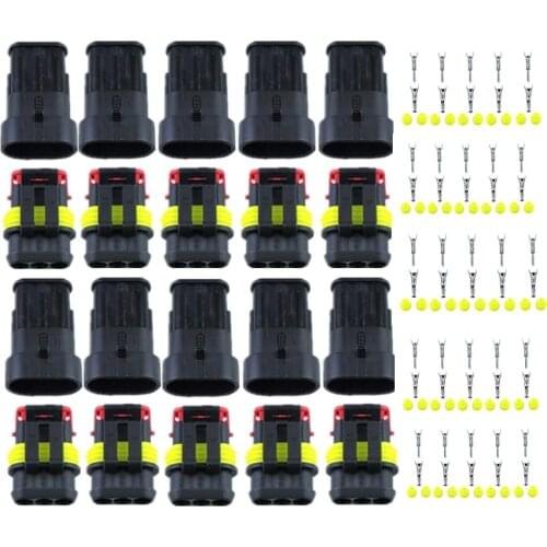 10 Set 3 Pin Female And Male Way Waterproof Electrical Wire Automotive Connector Plug For Car