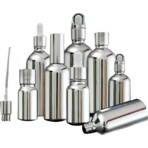 15ml gold/silver glass bottle dropper screw lid lotion press pump mist sprayer essential oil serum liquid skin packing