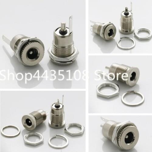 10pce/LOT DC099 5.5 mm x 2.1mm DC Power Jack Socket Female Panel Mount Connector Metal DC-099 Open Hole 11MM 5.5*2.1 5.5*2.5