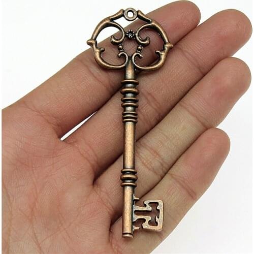 2pcs 82x31mm 3 Colors Antique Silver Color Antique Bronze Plated Decorative Key Pendant Big Key Pendants Big Key Charm