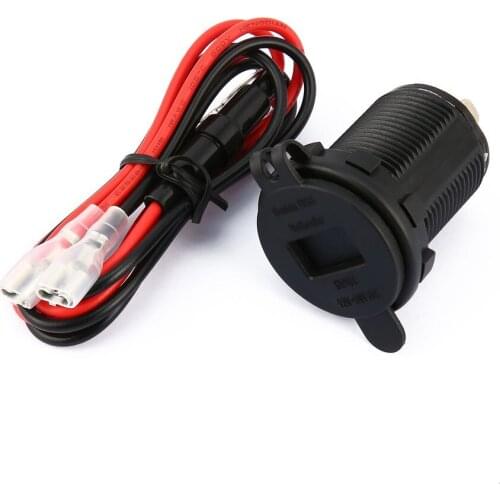 2-in-1 Round Waterproof Dual USB Car Charger Adapter and LED Meter Panel Socket Voltmeter Female with 60cm Line