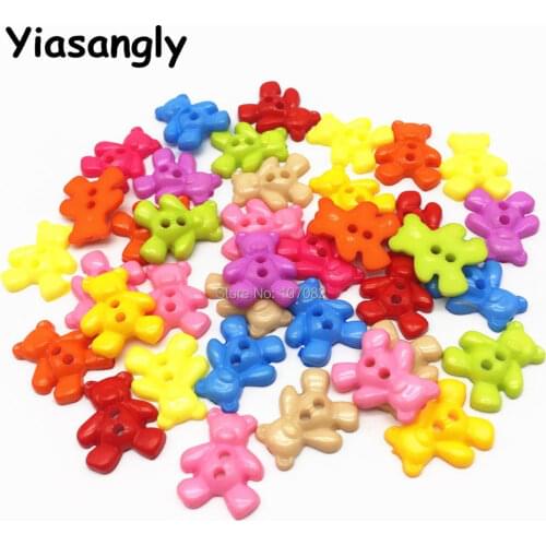 200pcs 16x19mm Plastic Mixed Bear Buttons Sewing Accessories Scrapbooking Cardmaking Embellishments Button