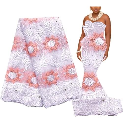 2021 Embroidery Swiss Cord Materials African Lace Fabric 5 Yards Latest French Guipure Tulle Lace Fabric Wedding Nigerian Lace