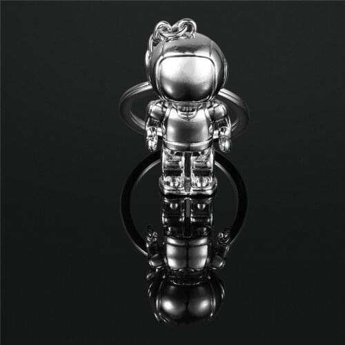 3D Astronaut Space Robot Brass Keychain Pendant Men Car Waist Buckle Hanging Copper Key Chain Ring Charm Accessories Friend Gift