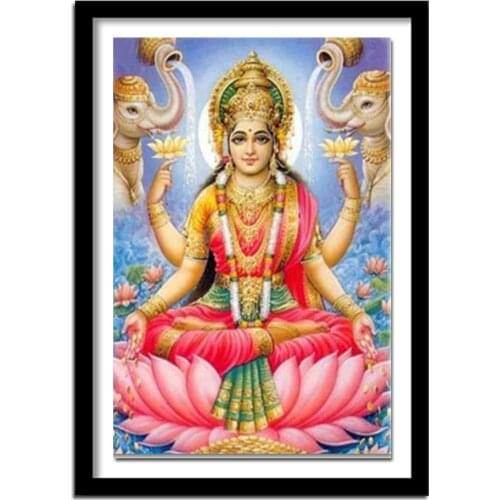 3d full diamond painting God of wealth diamond embroidery Lakshmi square diamond Elephant picture of rhinestones lotus