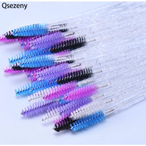 50Pcs Makeup brushes Disposable Crystal Eyebrow brush Diamond Handle Mascara Wand Applicator Eye Lashes Eyelash Extension Tool