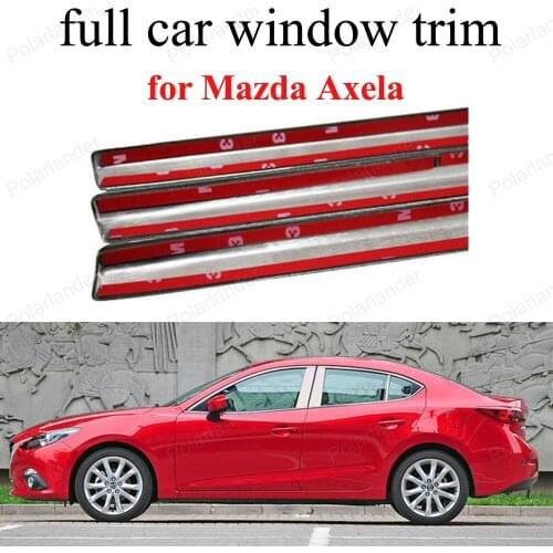 Accessories with center pillar Decoration Strips Stainless steel full Window Trim For M-azda Axela