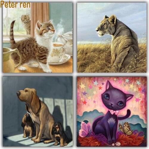 Peter ren Diamond Painting Cross stitch Square or Round Diamond mosaic full Embroidery with diamonds Butterfly cat dog leopard