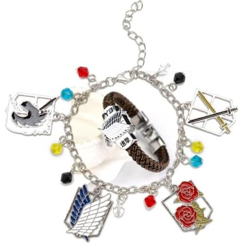 Anime Jewelry Bracelet Attack On Titan Giant Legion Flag Logo Charms Bracelets Bangles Girl Women Creative Hand Chains