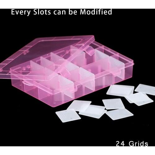 BTFBES 24 Slots Adjustable Plastic Jewelry Box Organizer Bead Storage Case Craft DIY Jewelry Container Earrings Rings Gift Boxes