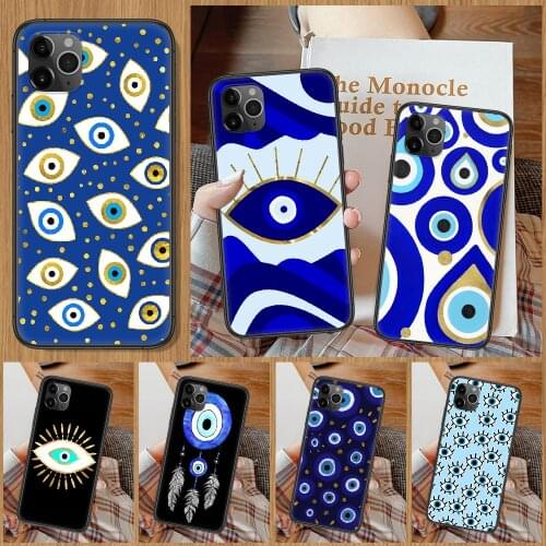 Nazar Boncuğu Evil eye Phone Case For iphone 5 5S SE 2 6 6S 7 8 11 12 Mini Plus X XS XR Pro Max black silicone cover fashion