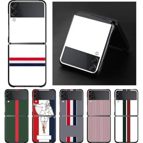 Black Phone Case For Samsung Galaxy Z Flip3 5G Z Flip Hard PC Cover Smartphone Tom Brown