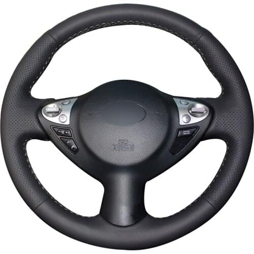 Black Natural Leather Car Steering Wheel Cover for Infiniti FX FX35 FX37 FX50 Nissan Juke Maxima 2009-2014 Sentra 2016 2017