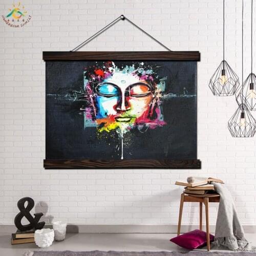 Color Paints Buddha Single Modern Wall Art Print Pop Art Picture And Poster Frame Hanging Scroll Canvas Painting Home Decor