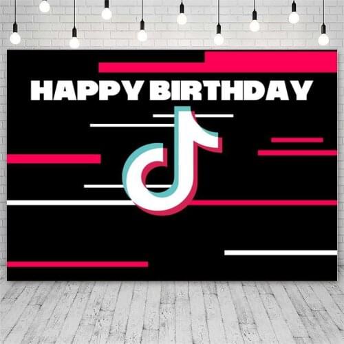 Child Birthday Party Backdrop Customize Name Background Musical Symbol Video Decoration Banner Fashionable Photocall