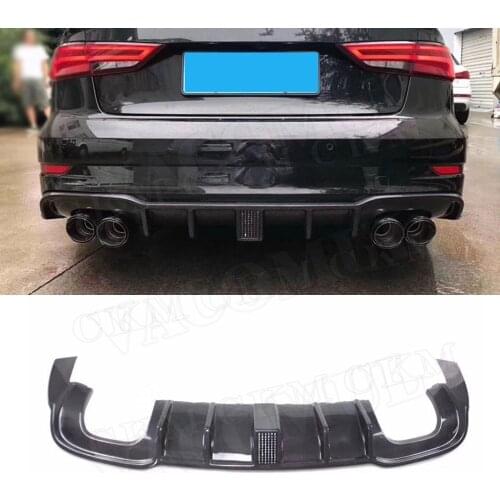 Carbon Fiber Rear Bumper Lip Diffuser with LED Light for Audi A3 Sline S3 RS3 2017 2018 2019 not For A3 Standard Skid Plate
