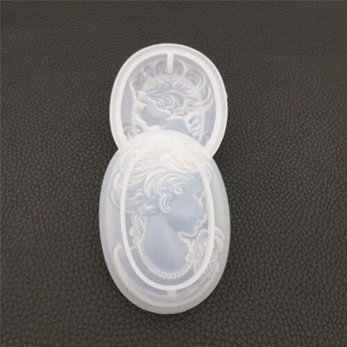 DoreenBeads Fashion Silicone Resin Molds For Jewelry Making Oval Girl White Color Molds For Necklace DIY Charms 8.9x6.5cm 1 PC