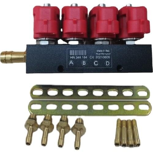 Injectors 4cyl HBO LPG CNG gas ramp 3ohm type 30 injector Red