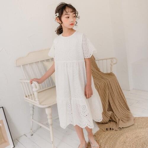 4 To 16 Years,2021 New Summer Girls and Mommy Dress with Lining Party Toddler Clothes100% Cotton Embroidery Cover Knee Length