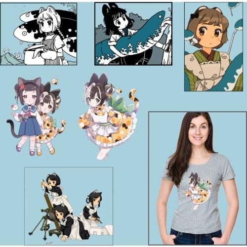 Cartoon anime girls princess Heat Transfer Ironing stickers Garment Accessories Applique on Clothes DIY Appliques