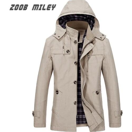ZOOB MILEY Plus Size M-5XL Hooded Jacket Men Fashion Hat Detachable Overcoat Hot sale Casual Winter Coat 100% Cotton Outerwear